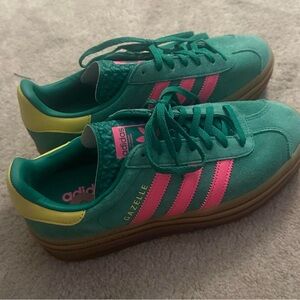 Adidas Gazelle Teal with Pink Stripes